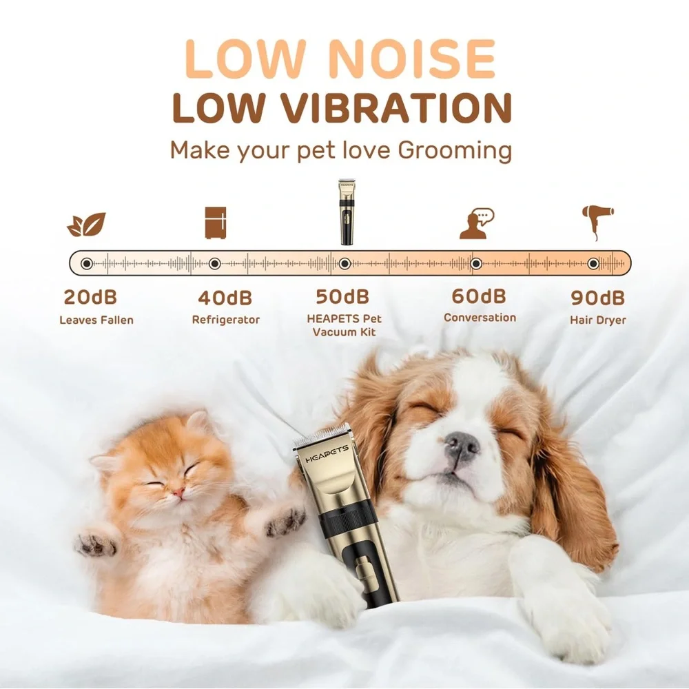 NIB~ TWO Dog/Cat Electric Clippers Grooming Kit Low Noise Rechargeable Cordless